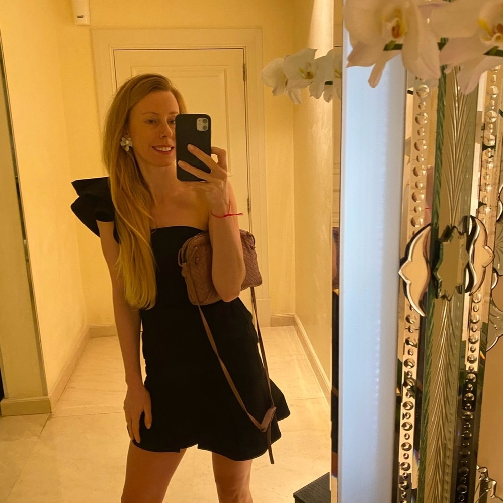 Alexis Black One Shoulder Ruffle Mini Dress - Picture 2 of 6